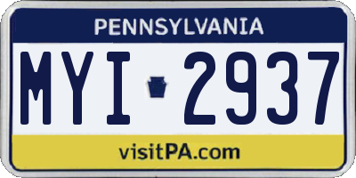 PA license plate MYI2937