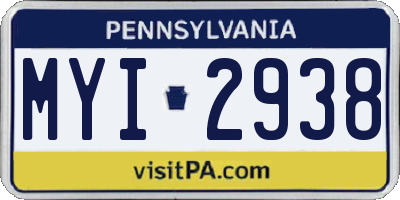 PA license plate MYI2938
