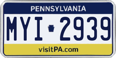 PA license plate MYI2939