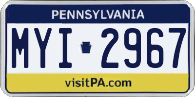 PA license plate MYI2967