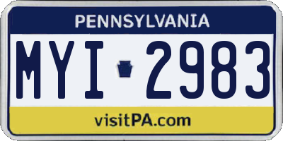 PA license plate MYI2983