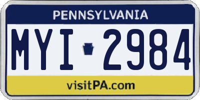 PA license plate MYI2984