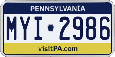 PA license plate MYI2986
