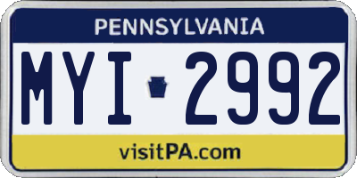 PA license plate MYI2992