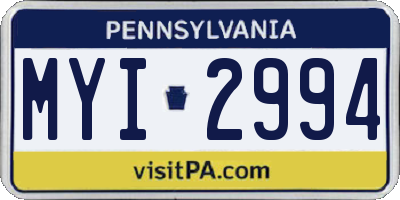 PA license plate MYI2994