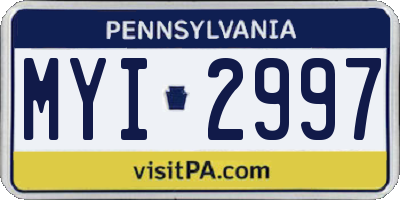 PA license plate MYI2997