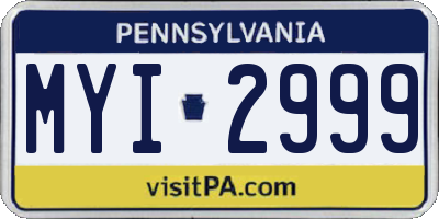 PA license plate MYI2999