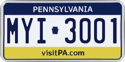 PA license plate MYI3001
