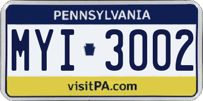 PA license plate MYI3002