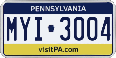 PA license plate MYI3004