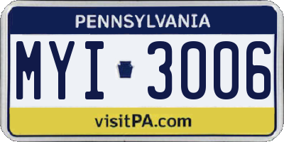 PA license plate MYI3006