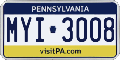 PA license plate MYI3008