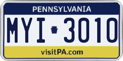 PA license plate MYI3010