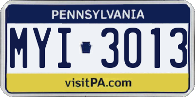 PA license plate MYI3013
