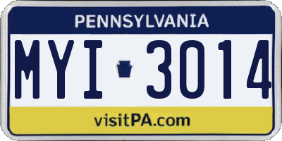 PA license plate MYI3014