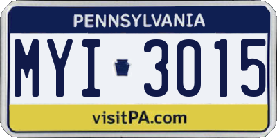 PA license plate MYI3015