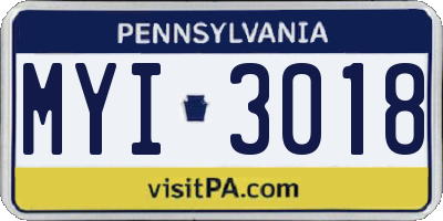 PA license plate MYI3018