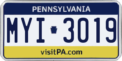 PA license plate MYI3019