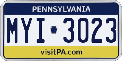 PA license plate MYI3023