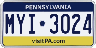 PA license plate MYI3024