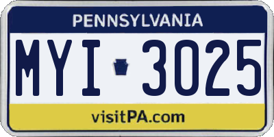 PA license plate MYI3025