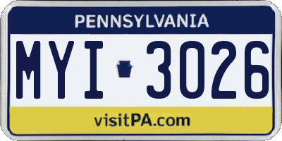 PA license plate MYI3026