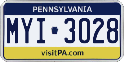 PA license plate MYI3028