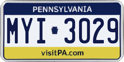 PA license plate MYI3029