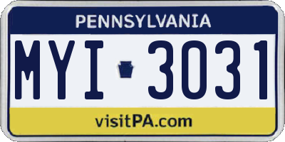 PA license plate MYI3031