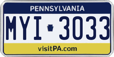 PA license plate MYI3033