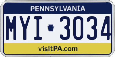 PA license plate MYI3034