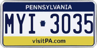 PA license plate MYI3035
