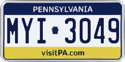 PA license plate MYI3049