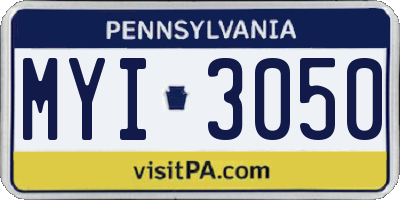 PA license plate MYI3050