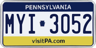 PA license plate MYI3052