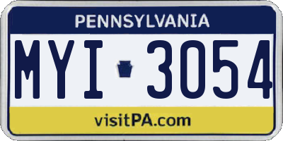 PA license plate MYI3054