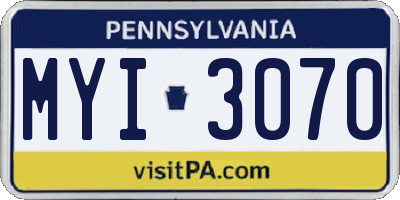 PA license plate MYI3070