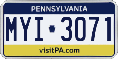 PA license plate MYI3071