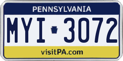 PA license plate MYI3072