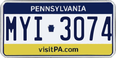 PA license plate MYI3074