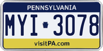 PA license plate MYI3078