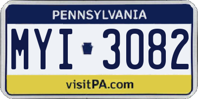 PA license plate MYI3082