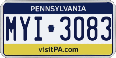 PA license plate MYI3083