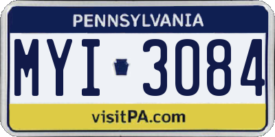 PA license plate MYI3084