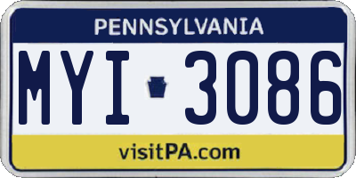PA license plate MYI3086