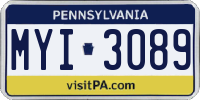 PA license plate MYI3089