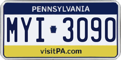 PA license plate MYI3090
