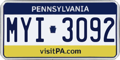 PA license plate MYI3092