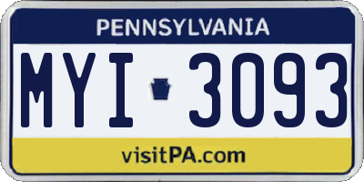 PA license plate MYI3093