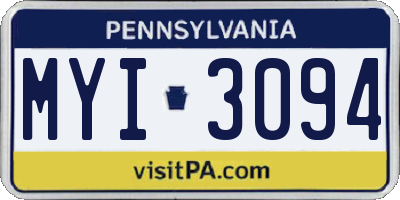 PA license plate MYI3094